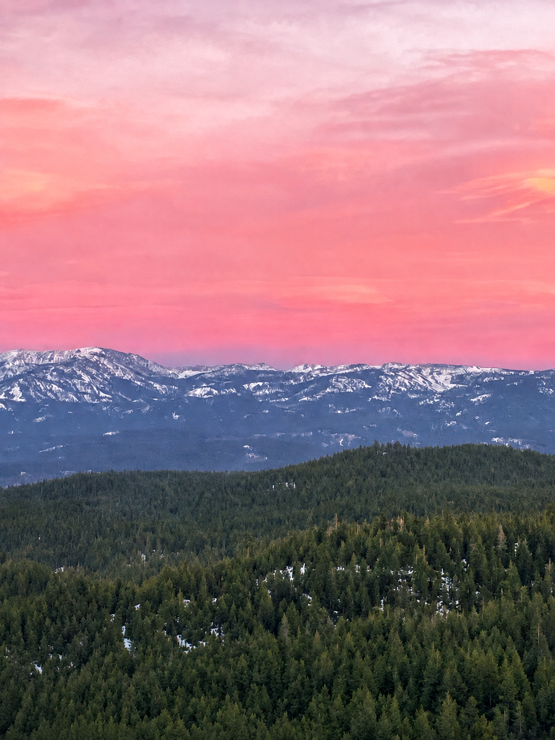 Alpenglow over the Carson Range from Tahoe Donner