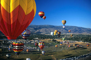 Hot air balloons over Reno during the Great Reno Balloon Race