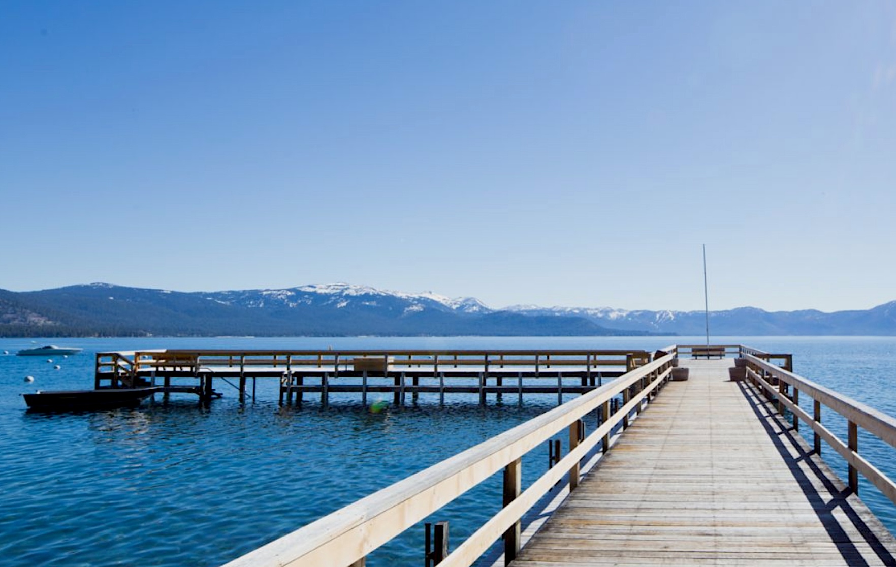 Lake Tahoe lakefront home deck overlooking the lake