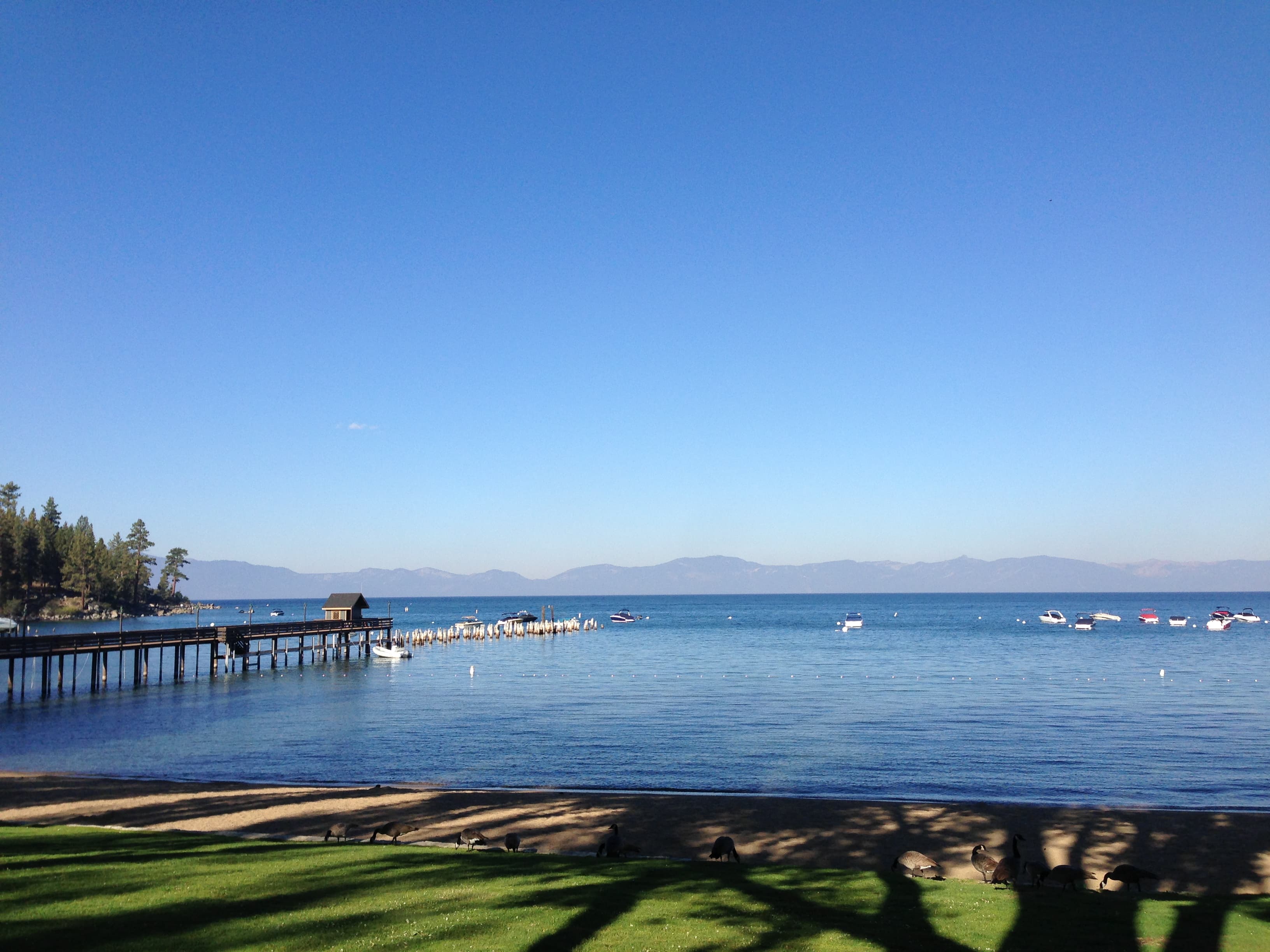 Lake Tahoe shoreline and lakefront community in Glenbrook, Nevada